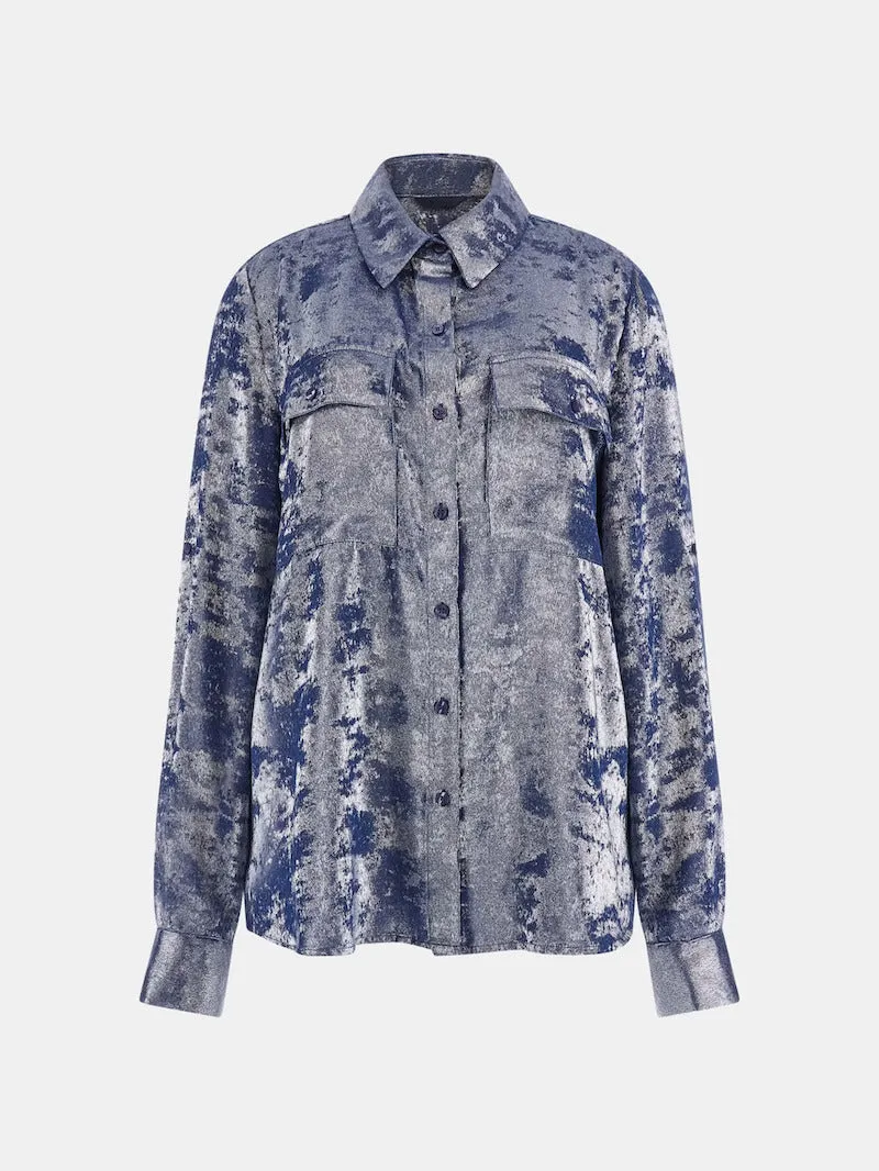 CAMISA EFECTO METALIZADO DE GUESS  GRIS