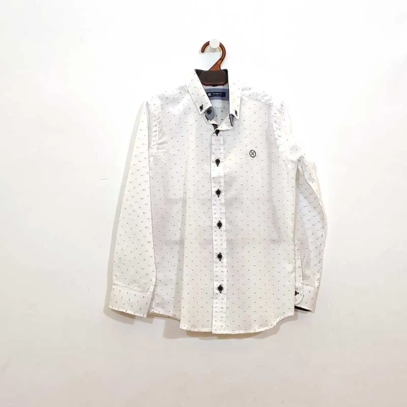 Camisa Niño Blanca con Estampado Flores Rojas y Azules