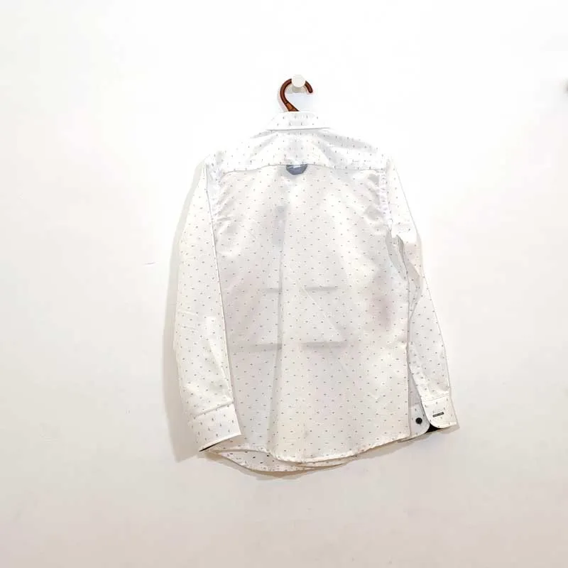 Camisa Niño Blanca con Estampado Flores Rojas y Azules