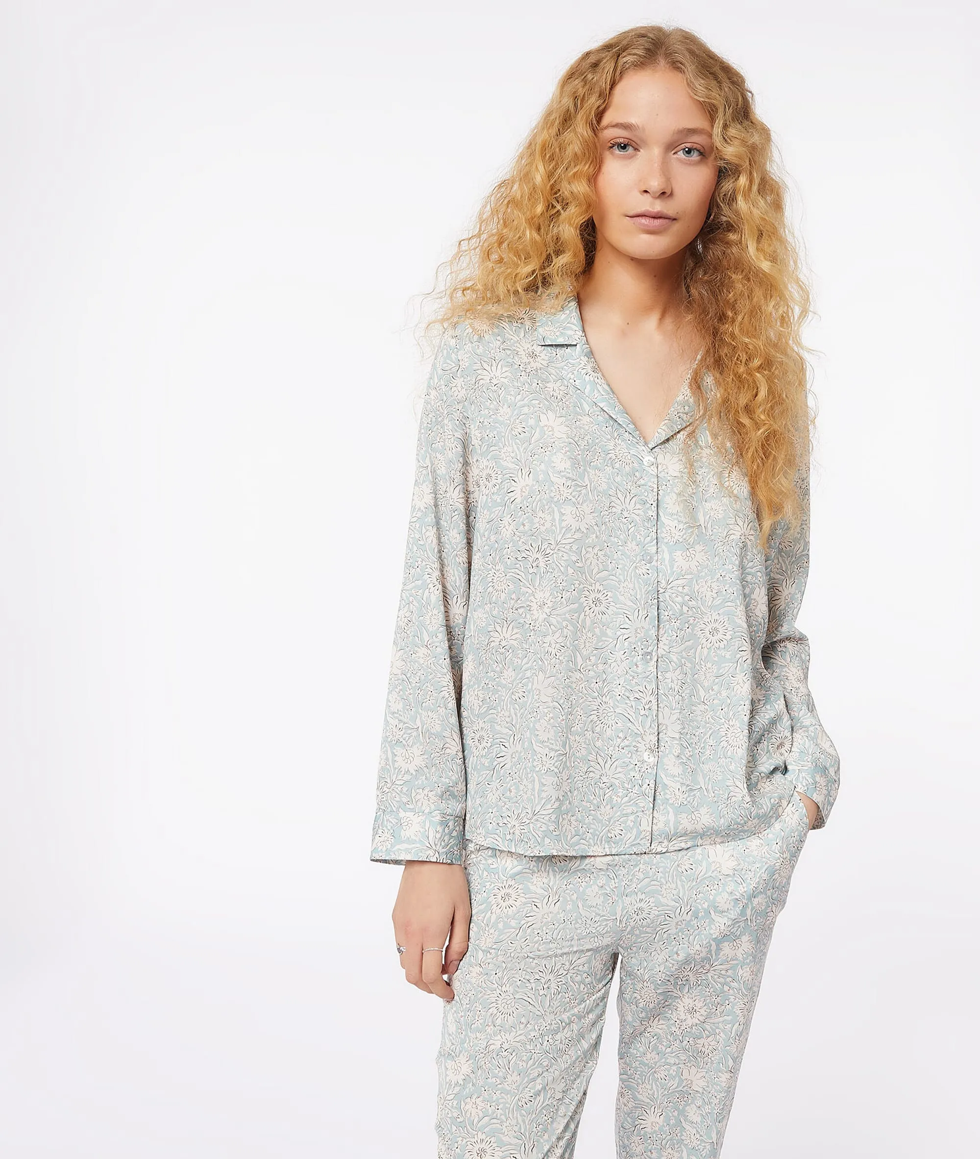 CAMISA PIJAMA ESTAMPADO FLORAL IRIS BLEU LAGON  ETAM
