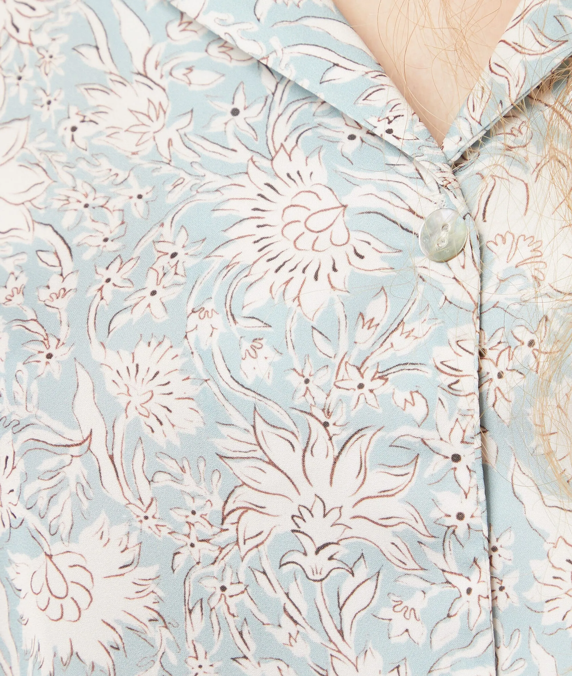 CAMISA PIJAMA ESTAMPADO FLORAL IRIS BLEU LAGON  ETAM