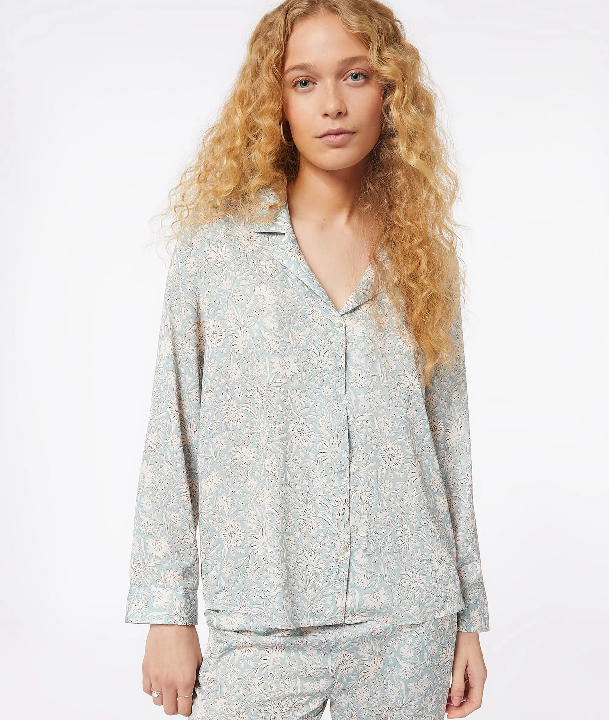 CAMISA PIJAMA ESTAMPADO FLORAL IRIS BLEU LAGON  ETAM
