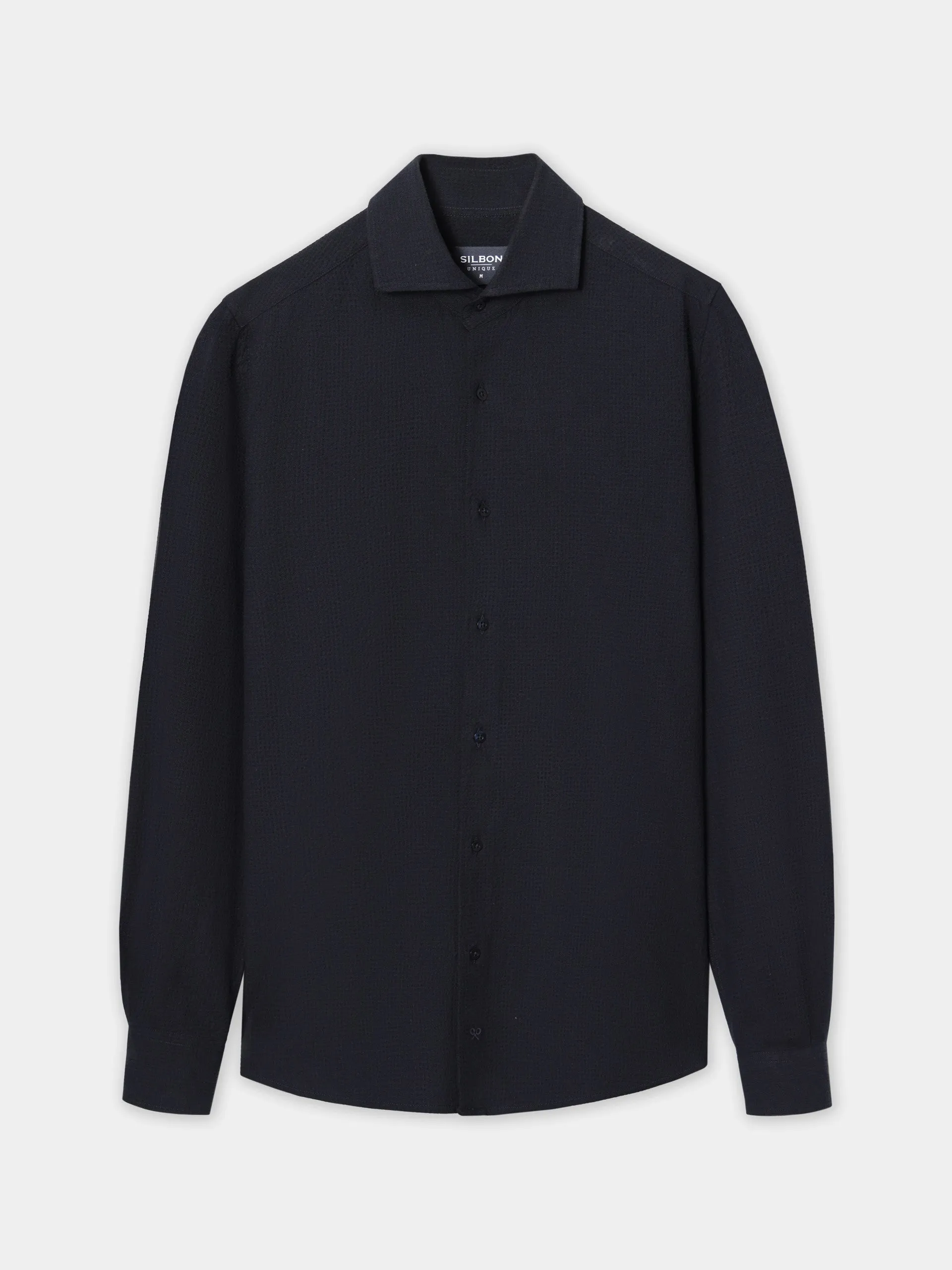 Camisa sport unique seersucker azul marino