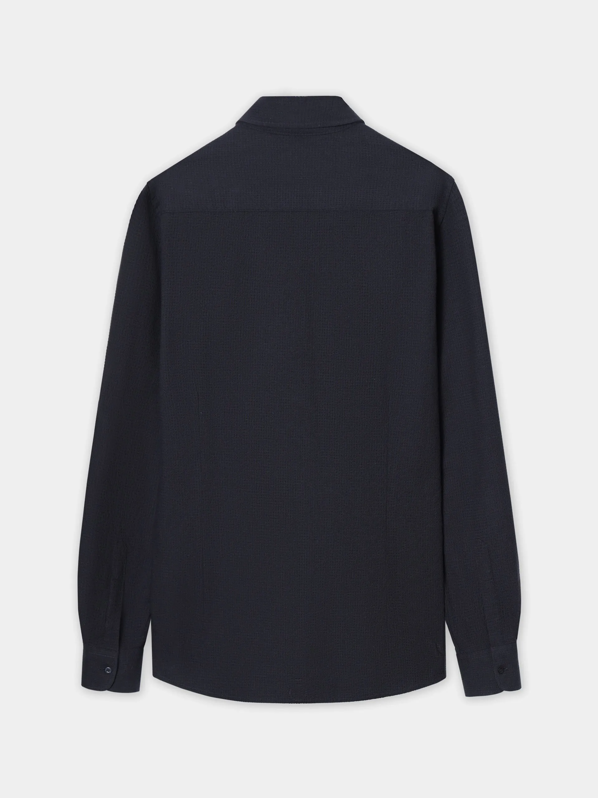 Camisa sport unique seersucker azul marino