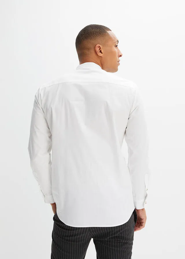 Camisa tradicional con ribetes Blanco
