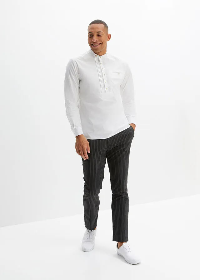 Camisa tradicional con ribetes Blanco