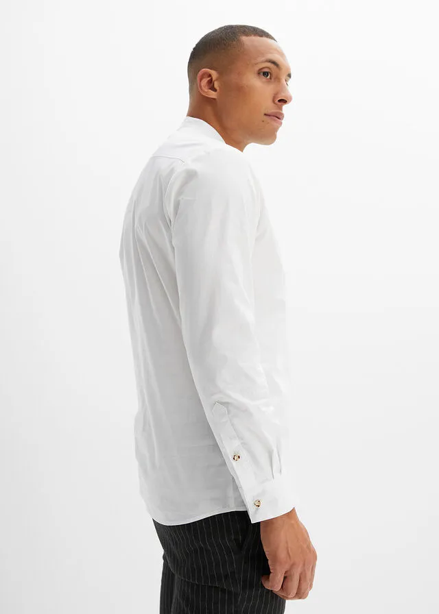 Camisa tradicional con ribetes Blanco