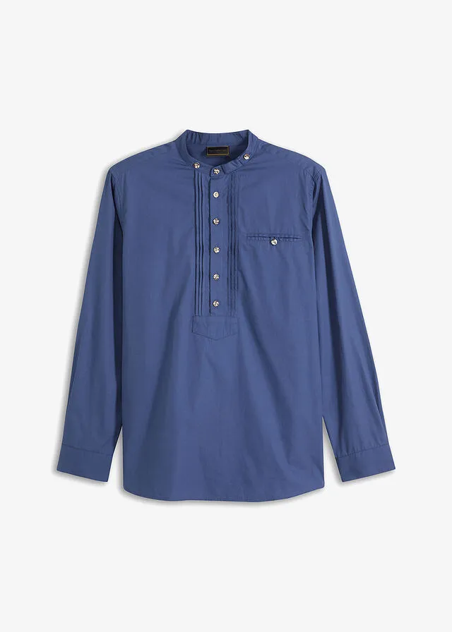 Camisa tradicional con ribetes índigo