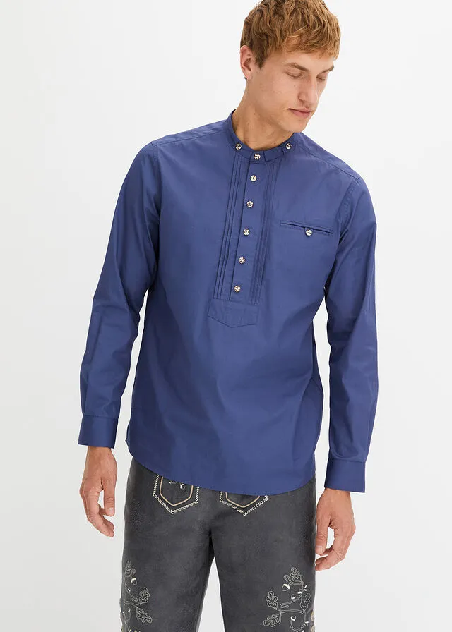Camisa tradicional con ribetes índigo