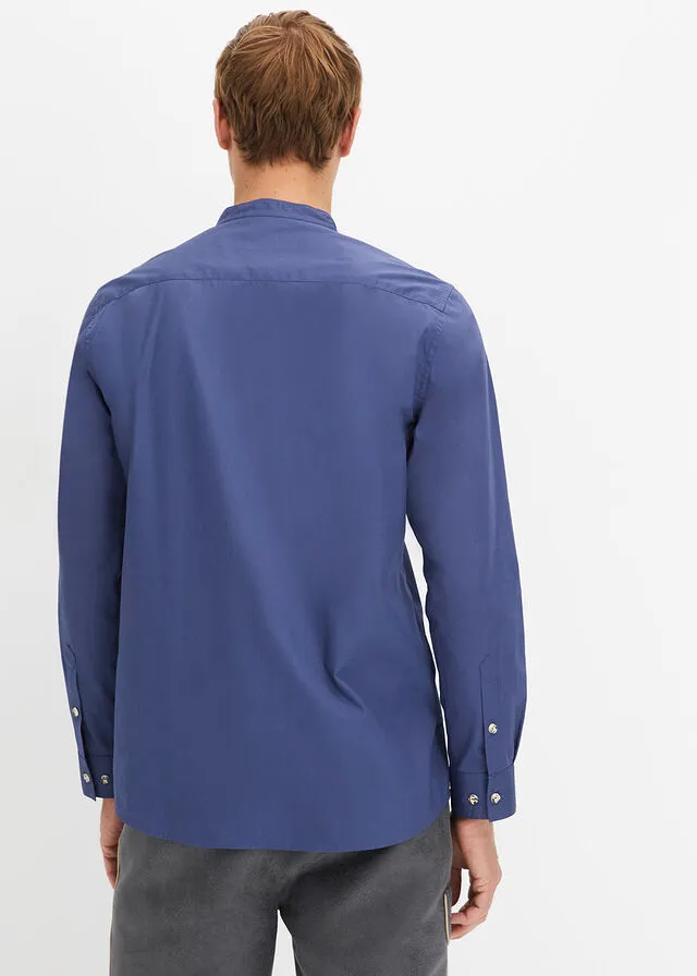 Camisa tradicional con ribetes índigo