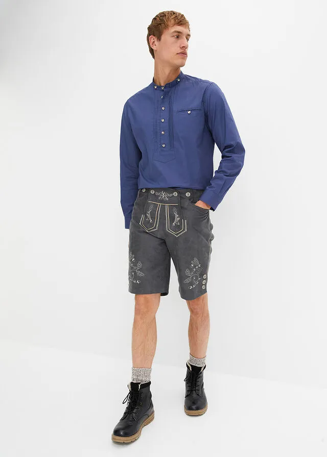 Camisa tradicional con ribetes índigo