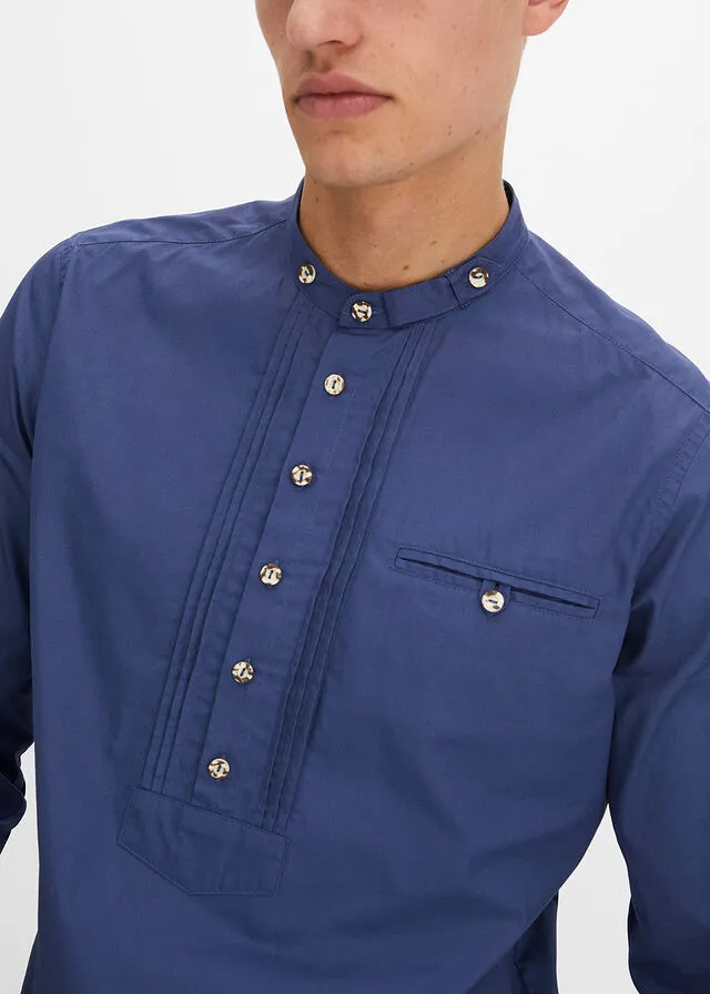 Camisa tradicional con ribetes índigo