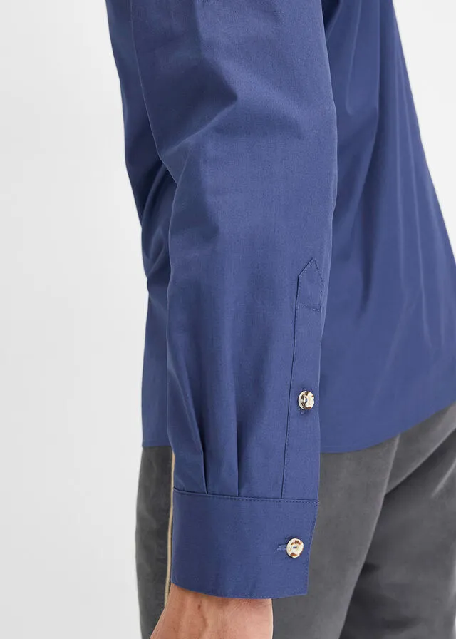 Camisa tradicional con ribetes índigo