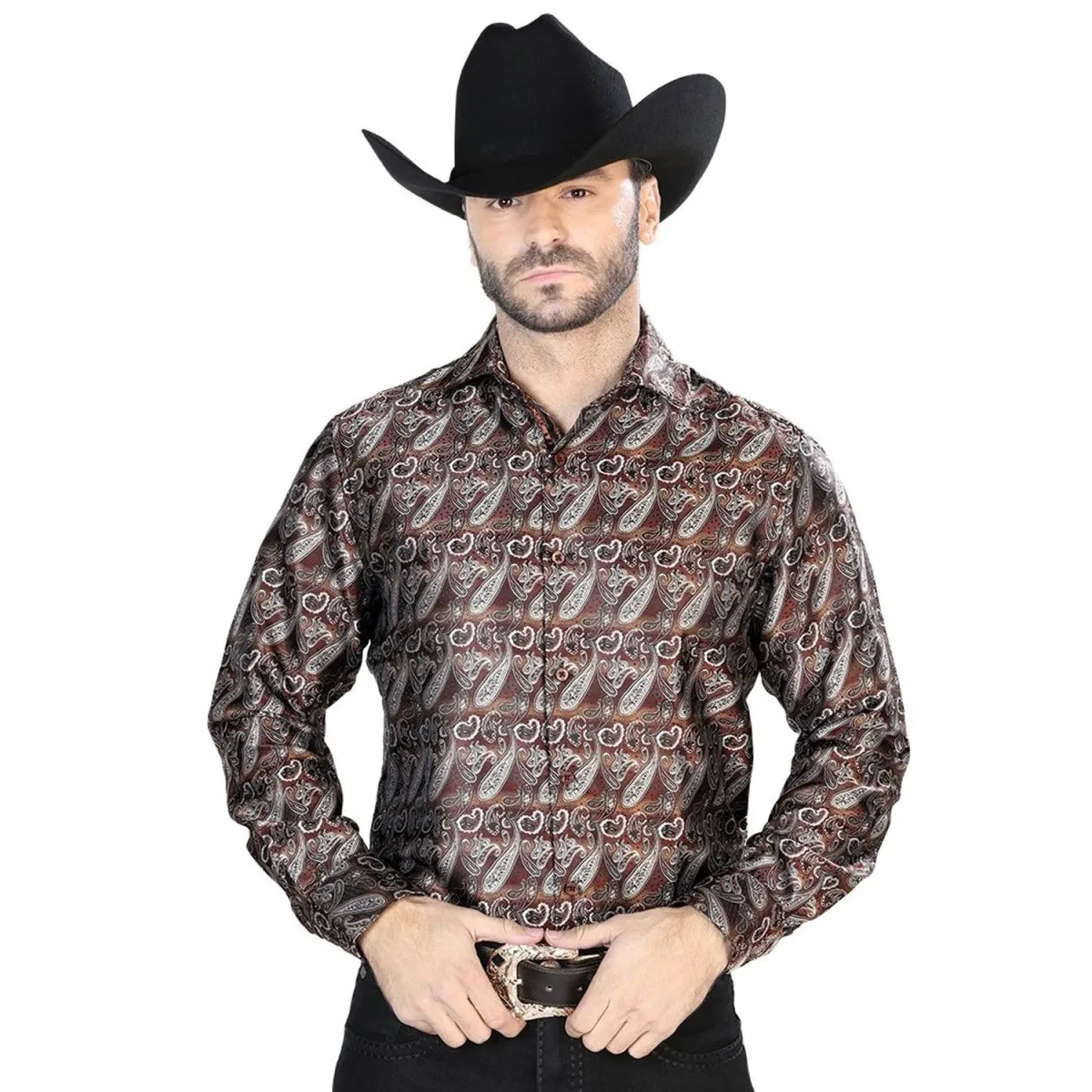 CAMISA VAQUERA DE MODA EL SEOR DE LOS CIELOS COLOR CAFE GEN43751