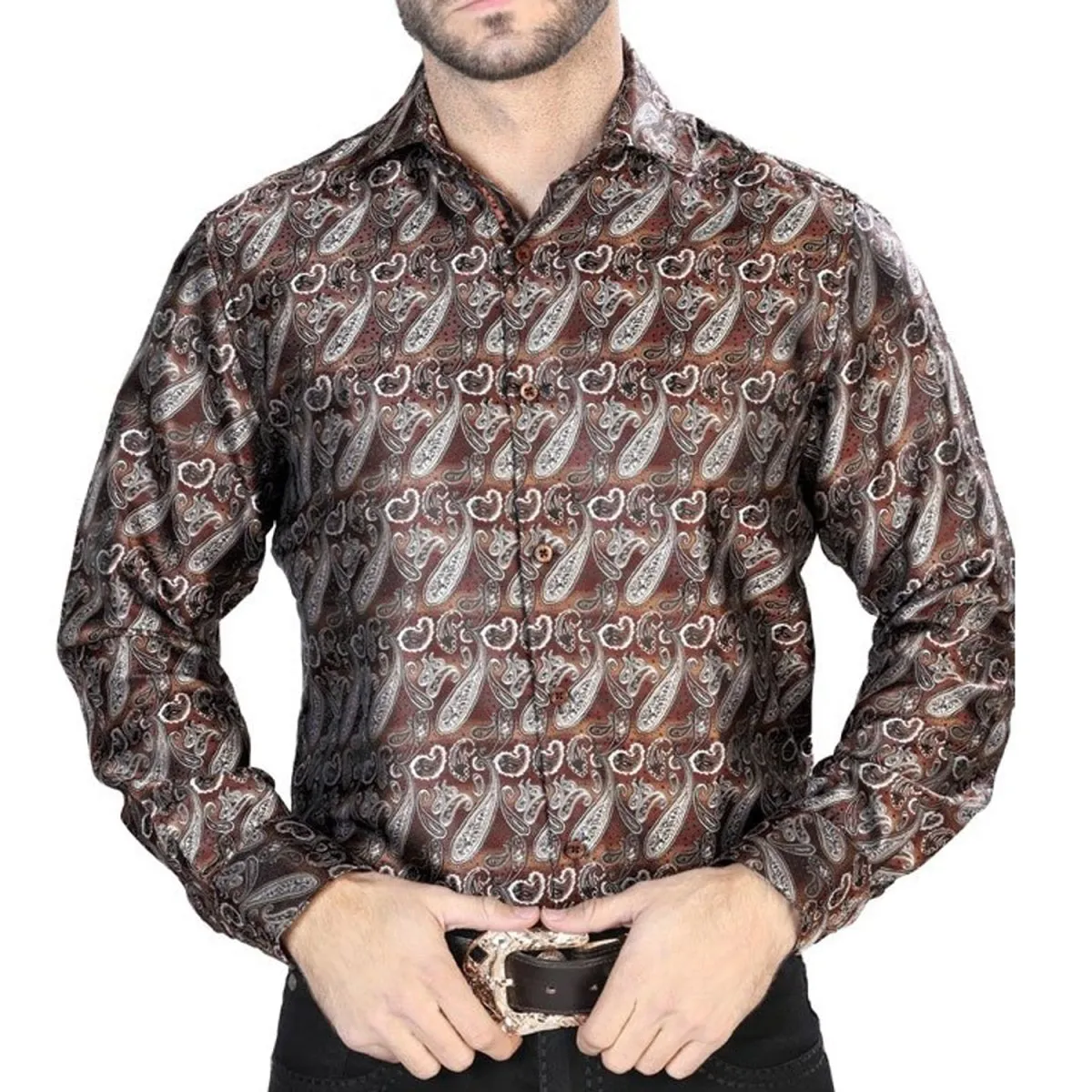 CAMISA VAQUERA DE MODA EL SEOR DE LOS CIELOS COLOR CAFE GEN43751