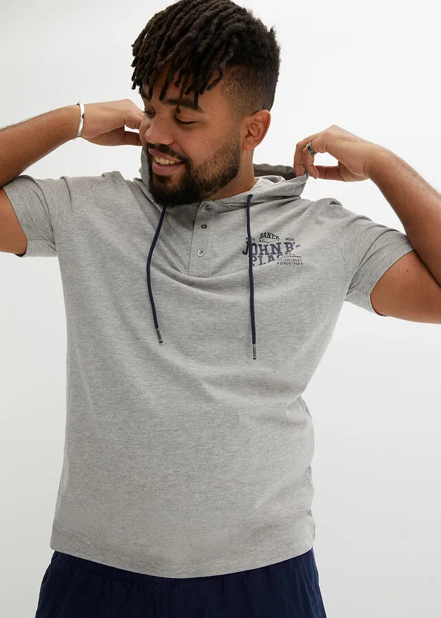 Camiseta con capucha Gris claro jaspeado estampado
