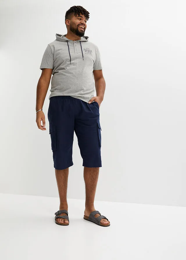 Camiseta con capucha Gris claro jaspeado estampado