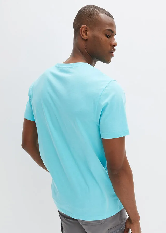 Camiseta con estampado gráfico informal y corte cómodo Celeste con estampado gráfico