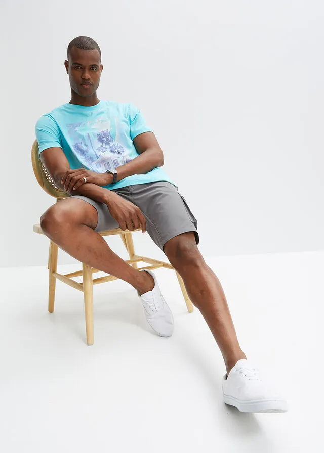 Camiseta con estampado gráfico informal y corte cómodo Celeste con estampado gráfico