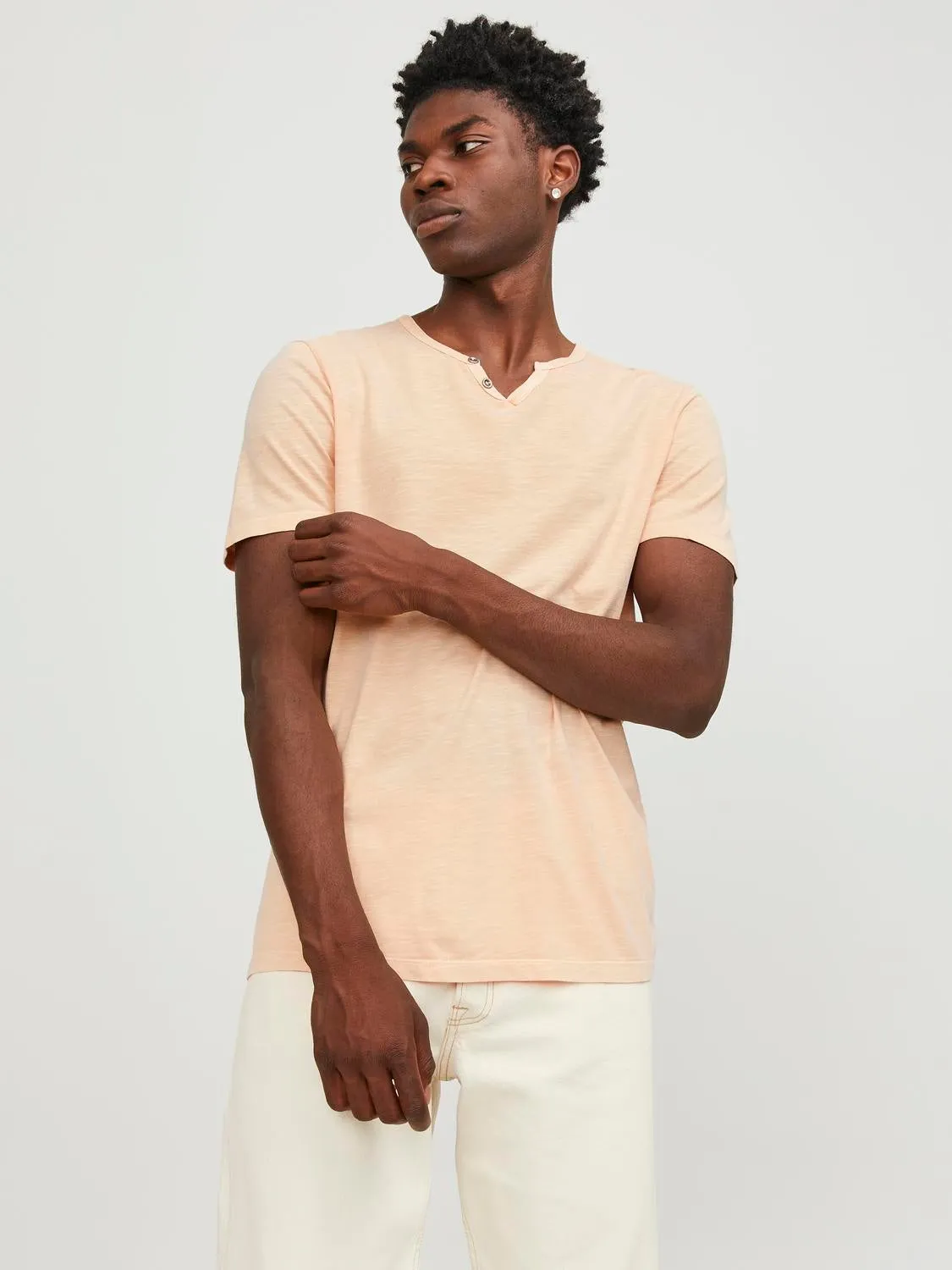 Camiseta Efecto mélange Cuello dividido | Naranja claro | Jack & Jones®