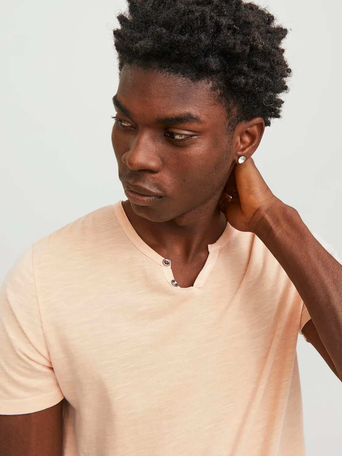 Camiseta Efecto mélange Cuello dividido | Naranja claro | Jack & Jones®