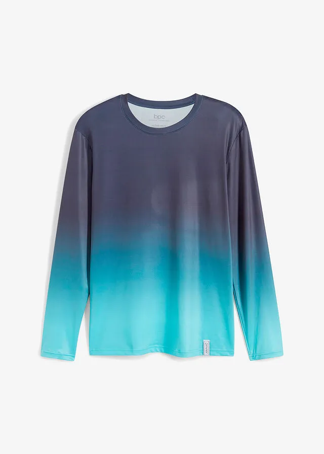 CAMISETA FUNCIONAL CON DEGRADADO DE COLOR, DE MANGA LARGA AZUL MARINOCELESTE