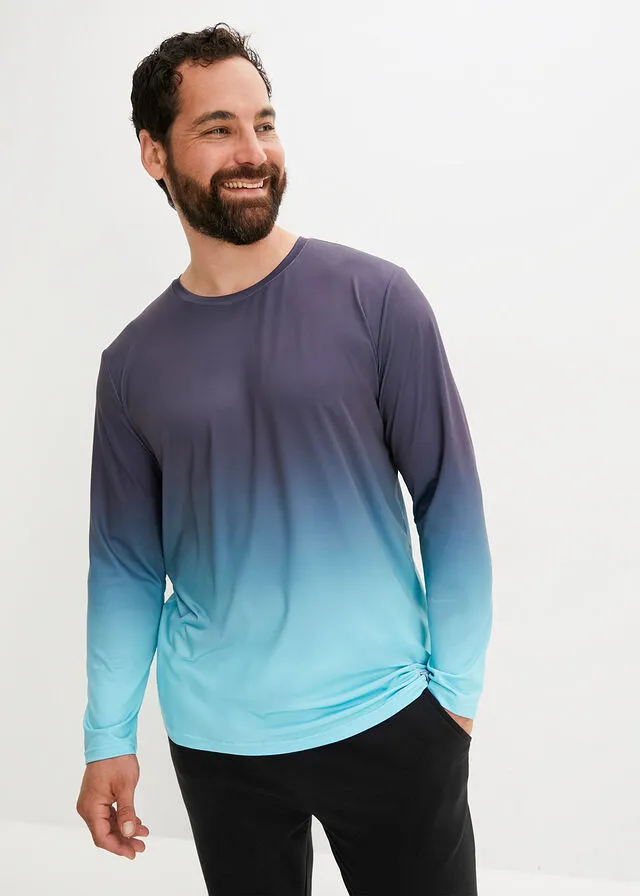 CAMISETA FUNCIONAL CON DEGRADADO DE COLOR, DE MANGA LARGA AZUL MARINOCELESTE