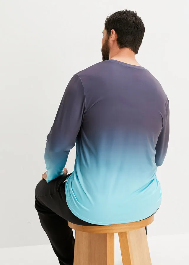 CAMISETA FUNCIONAL CON DEGRADADO DE COLOR, DE MANGA LARGA AZUL MARINOCELESTE