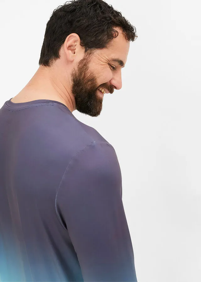 CAMISETA FUNCIONAL CON DEGRADADO DE COLOR, DE MANGA LARGA AZUL MARINOCELESTE