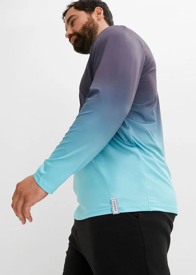 CAMISETA FUNCIONAL CON DEGRADADO DE COLOR, DE MANGA LARGA AZUL MARINOCELESTE