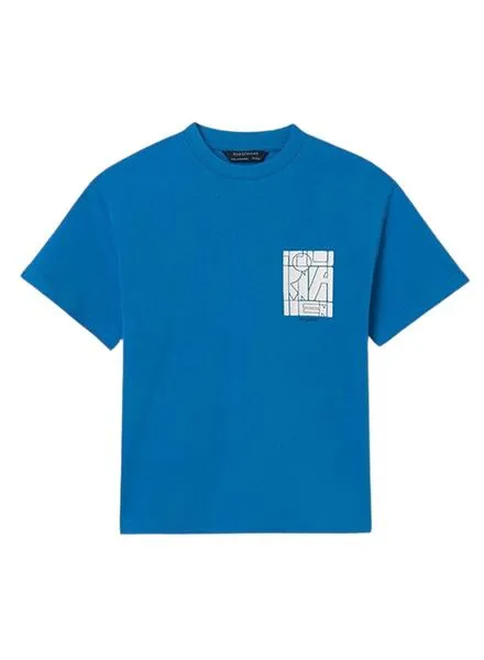 Camiseta Mayoral Estampado Trasero Azul Para Niño