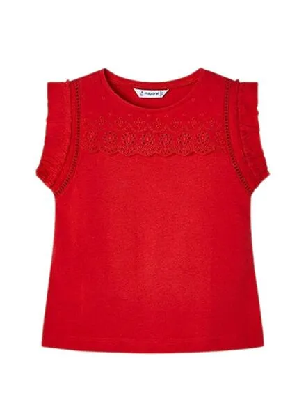 Camiseta Mayoral Perforados Rojo Para Niña
