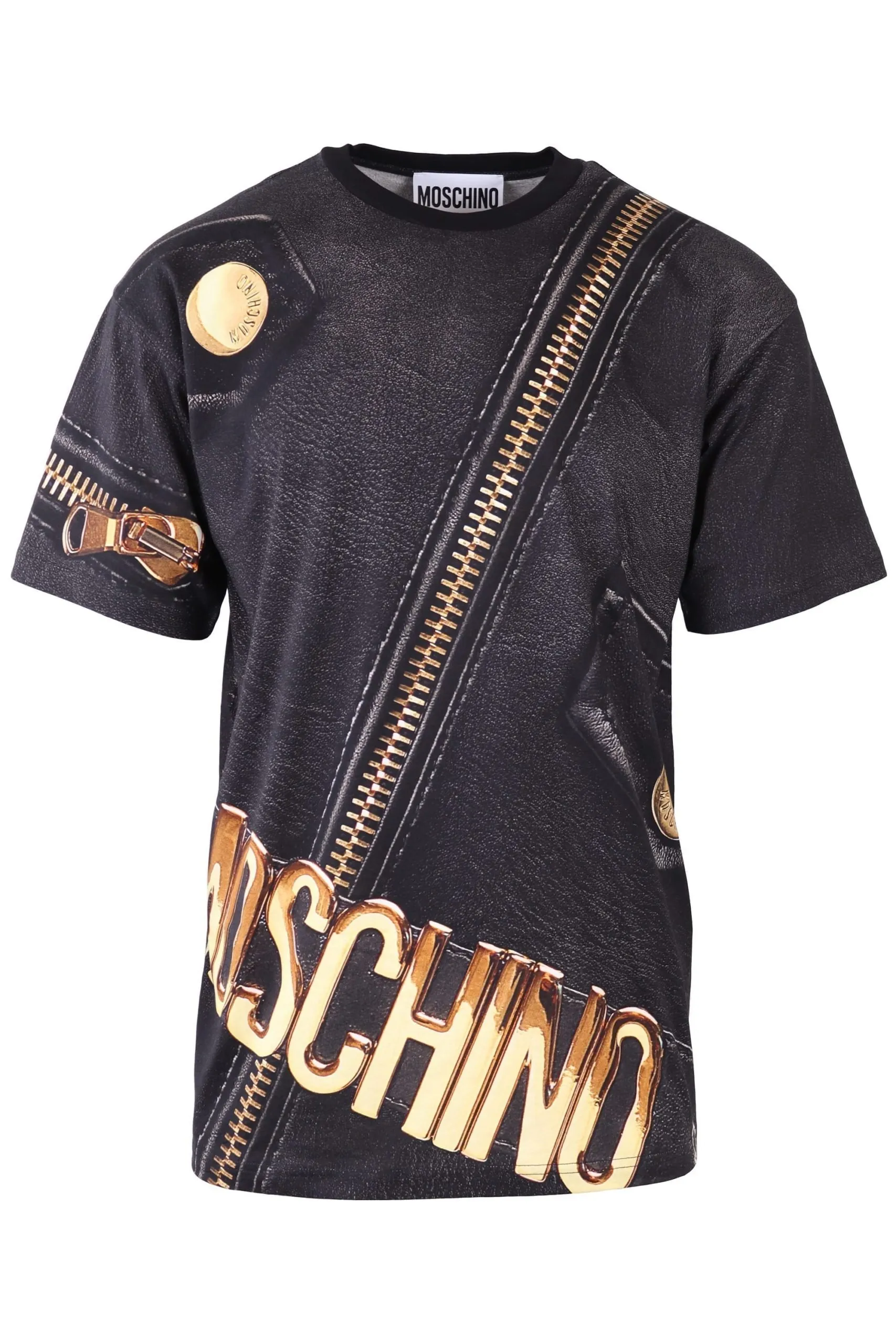 Camiseta Moschino Couture negra con cremallera doradas