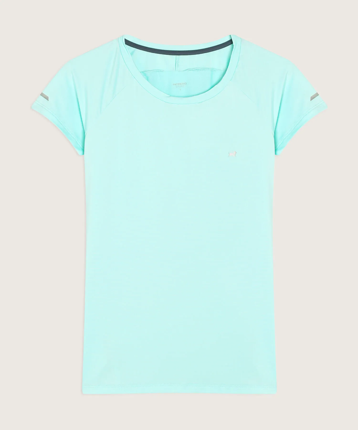 CAMISETA PARA MUJER, CUELLO EN V, MANGA CORTA, TEJIDO TIPO MALLA EN ESPALDA