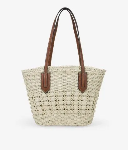 Capazo beige en rafia con cremallera