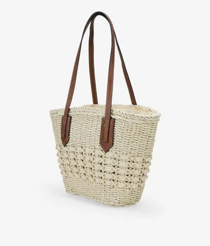 Capazo beige en rafia con cremallera