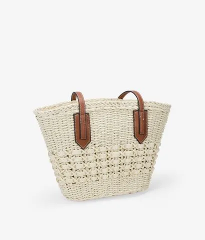 Capazo beige en rafia con cremallera