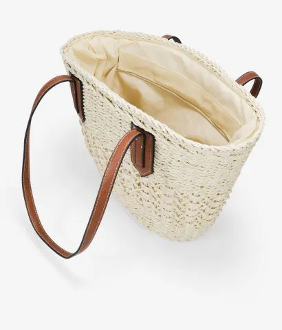 Capazo beige en rafia con cremallera