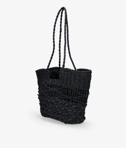 Capazo de hombro negro con cremallera
