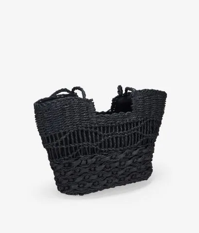 Capazo de hombro negro con cremallera