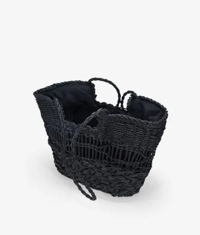 Capazo de hombro negro con cremallera