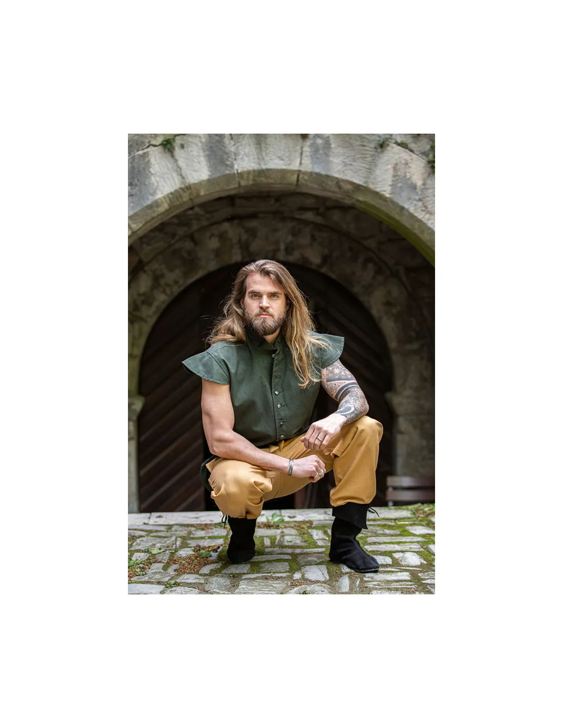Chaleco renacentista clásico modelo Charles, color verde