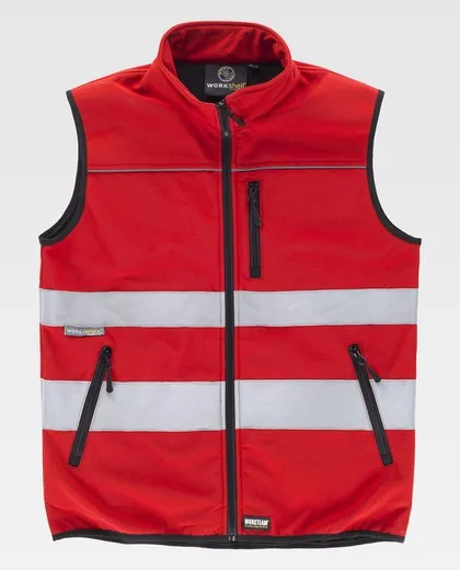 Chaleco workshell con cintas reflectantes Rojo