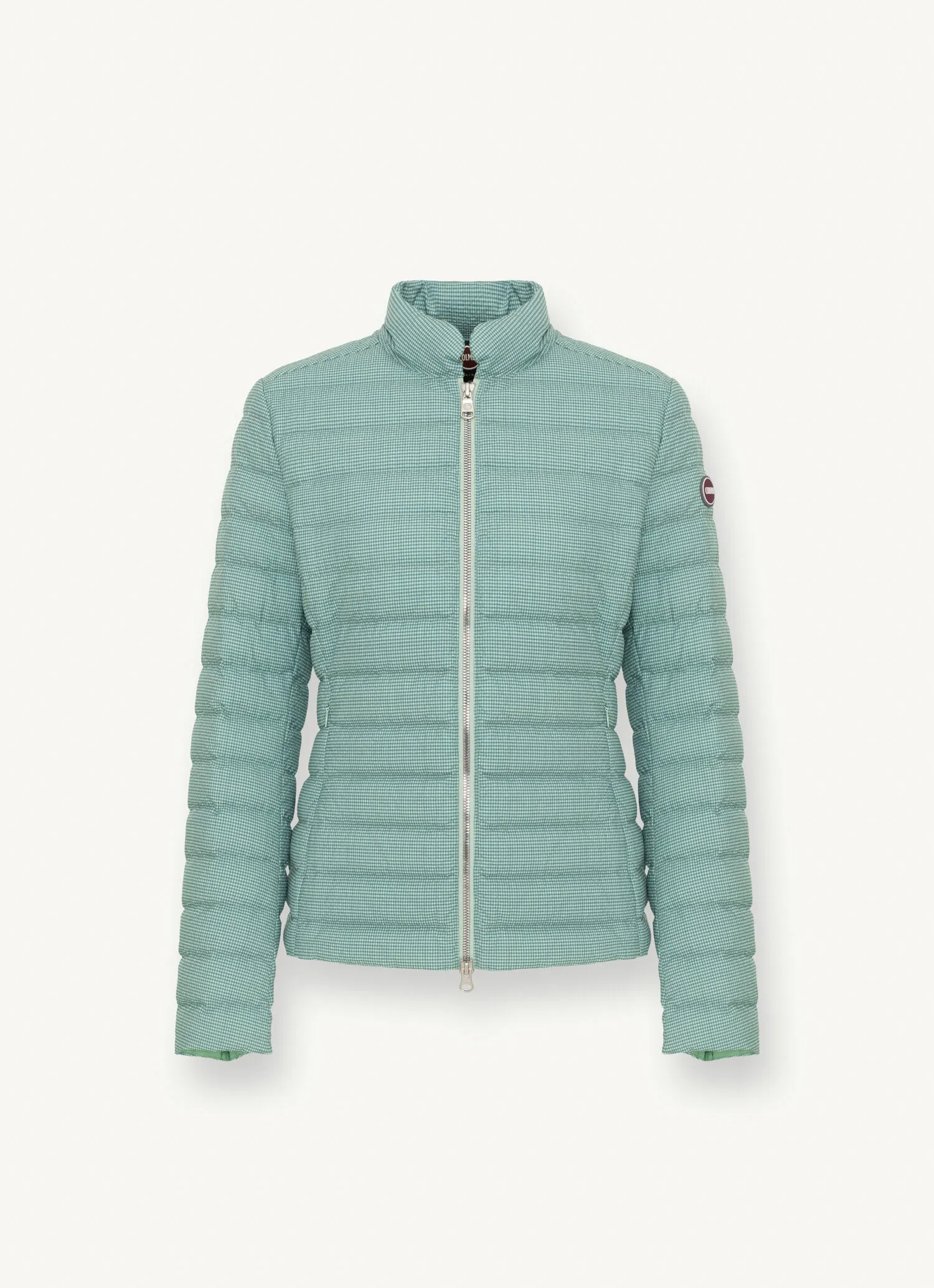 Chaqueta con estampado vichy y cuello mao