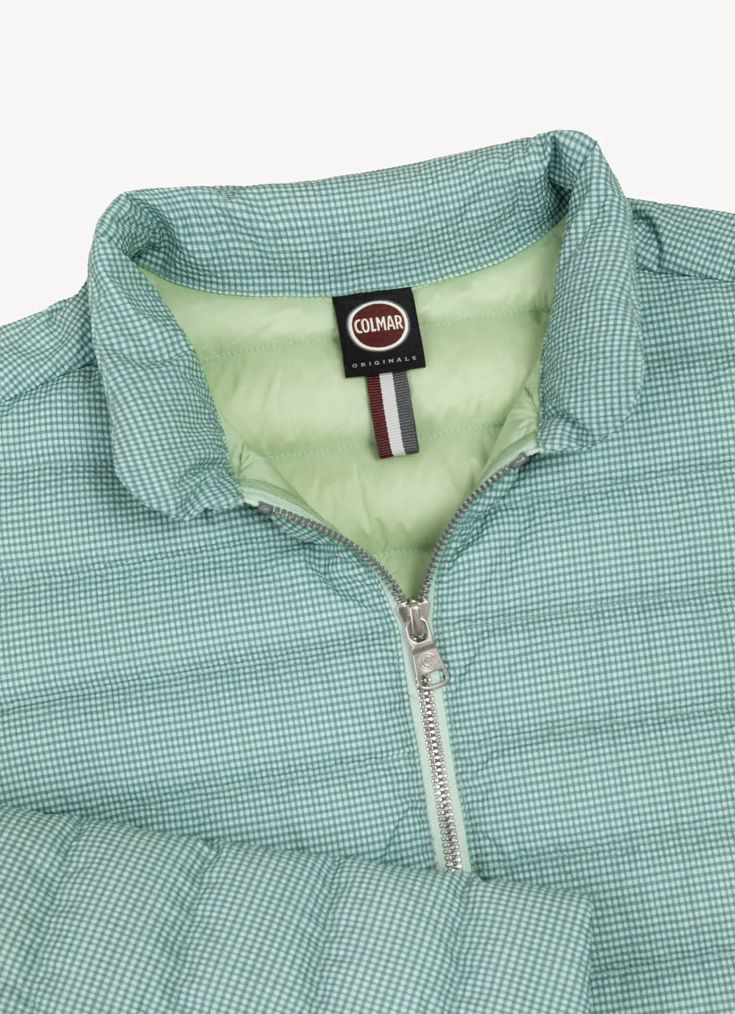 Chaqueta con estampado vichy y cuello mao