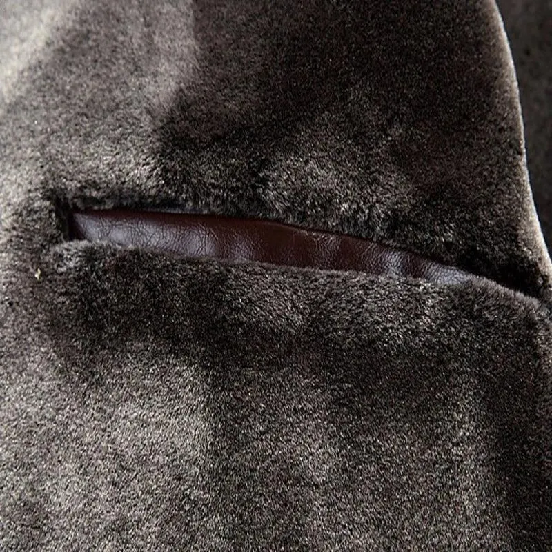 Chaqueta de cuero para hombre forro polar grueso y cálido