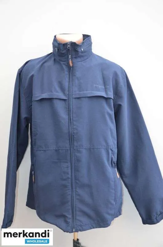 Chaqueta de verano/primavera para hombre en azul marino y beige impermeable con capucha y bolsillos
