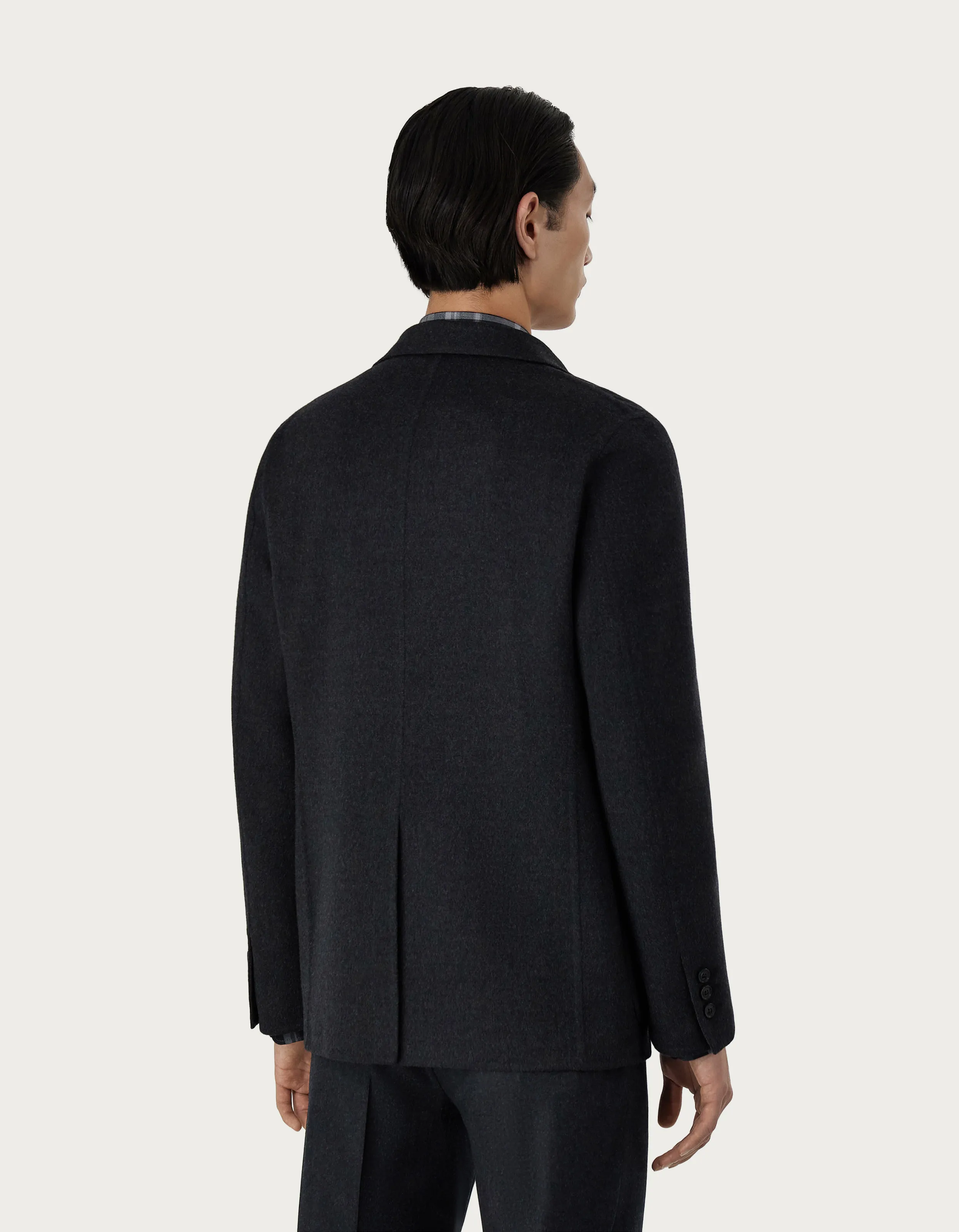 Chaqueta en Doble de lana gris antracita 