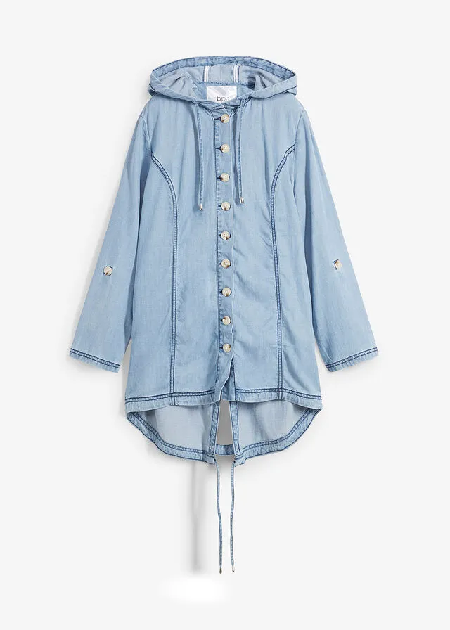 Chaqueta estilo camisa azul claro denim