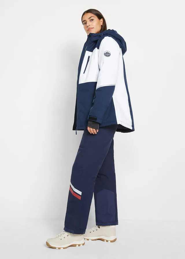 CHAQUETA FUNCIONAL DE ESQUí CON CAPUCHA Y MATERIAL IMPERMEABLE AZUL MARINOBLANCO